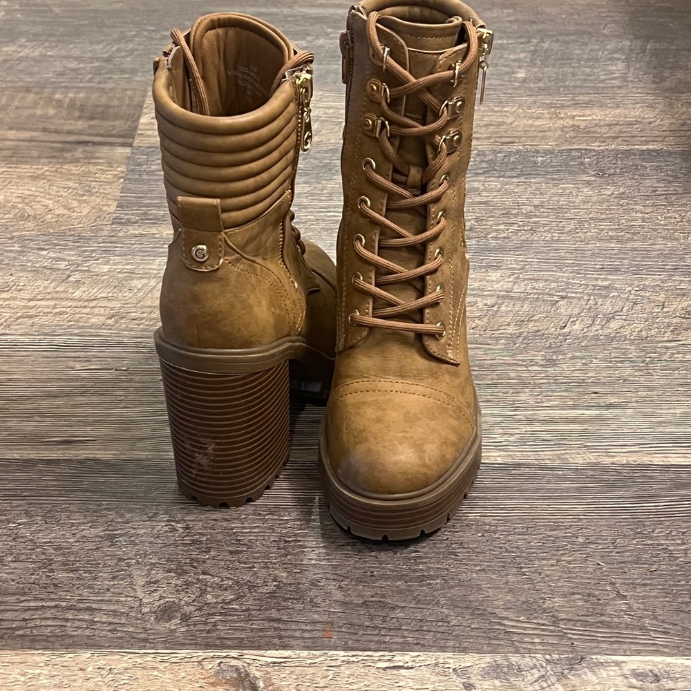 GBG Brown Lace-Up Ankle Boots With Side Zipper 5.5 - Picture 9 of 10
